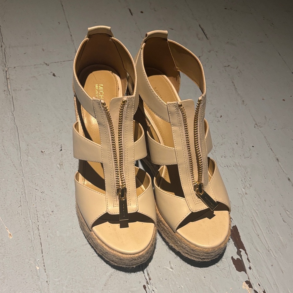 Michael Kors Tan Espadrille Wedges
